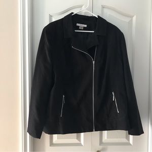 TAN JAY Asymmetrical Full Zipper Lined Black Jacket  With Zipper Pockets…